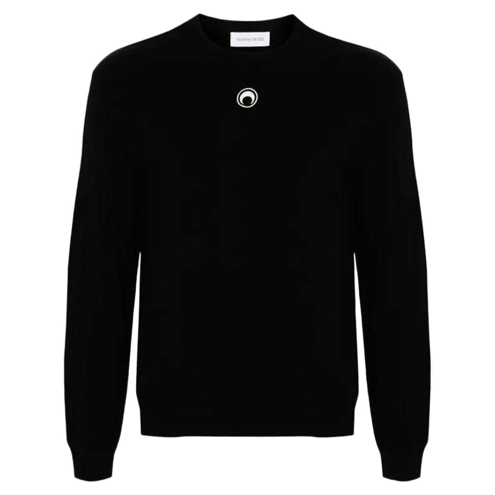MARINE SERRE Minimalist Black Sweater with Subtle Emblem